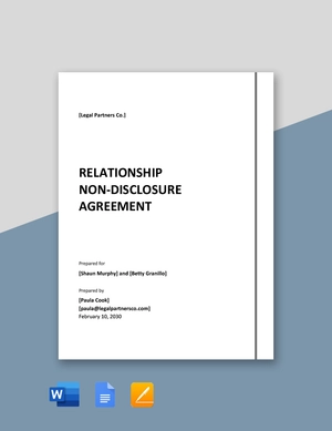 Relationship Non Disclosure Agreement Template