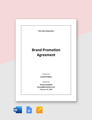 Brand Promotion Agreement Template