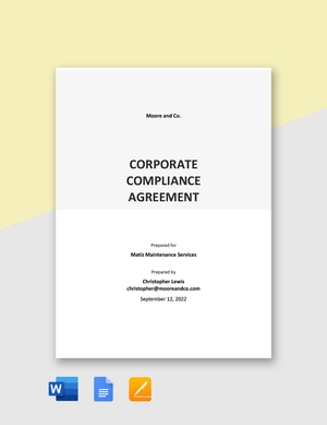 Corporate Compliance Agreement Template