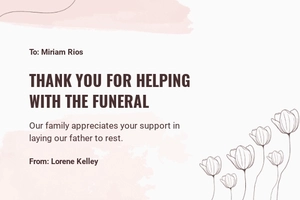 Printable Thank You For Support Card Template