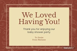 Classic Baby Shower Thank You Card Template