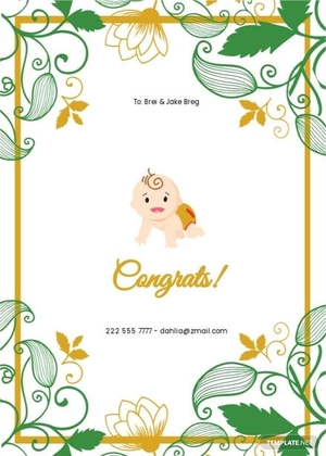 Floral New Baby Card Template