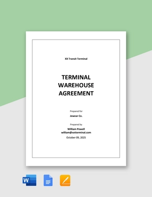 Terminal Warehouse Agreement Template