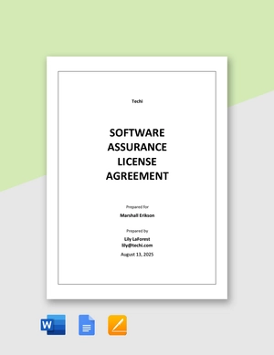 Software Assurance License Agreement Template