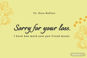 Floral Loss Of Pet Card Template