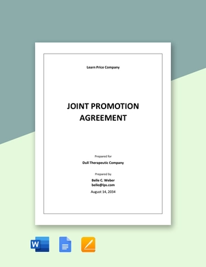 Joint Promotion Agreement Template