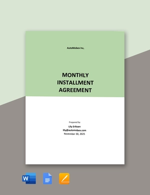 Monthly Installment Agreement Template