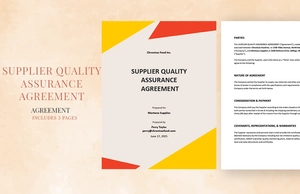 Supplier Quality Assurance Agreement Template Supplier Quality Assurance Agreement Template