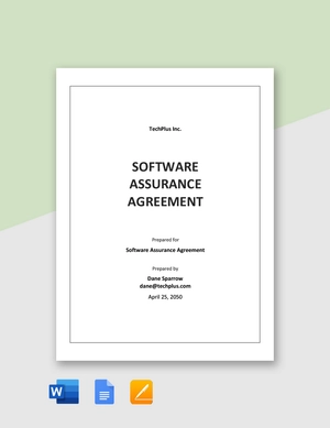 Software Assurance Agreement Template
