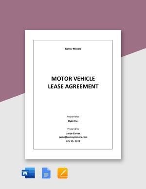 Motor Vehicle Lease Agreement Template Motor Vehicle Lease Agreement Template