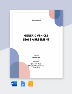 Generic Vehicle Lease Agreement Template