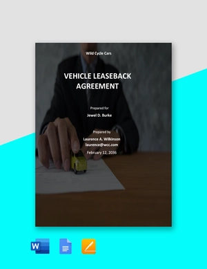Vehicle Leaseback Agreement Template Vehicle Leaseback Agreement Template