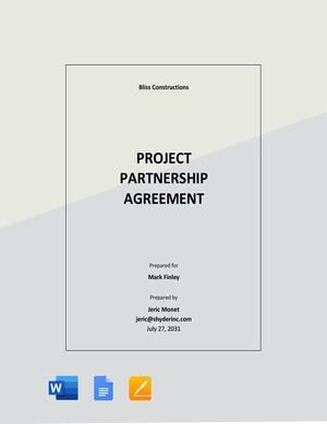Project Partnership Agreement Template
