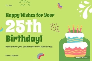 Happy 25th Birthday Card Template