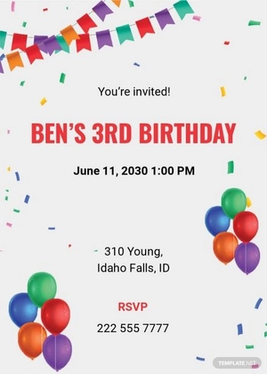 3rd Birthday Invitation Card Template For Boy