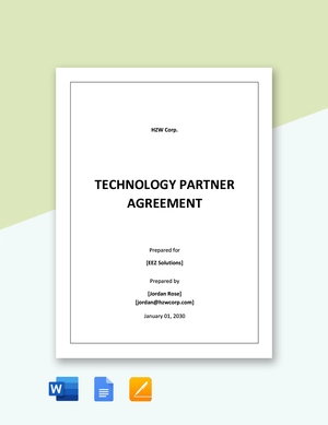 Technology Partner Agreement Template Technology Partner Agreement Template