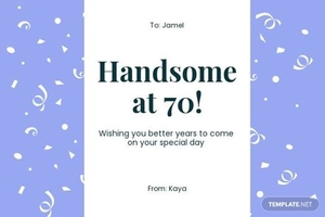 70th Birthday Card Template for Him