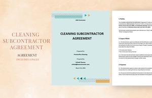 Cleaning Subcontractor Agreement Template