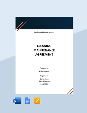 Cleaning Maintenance Agreement Template