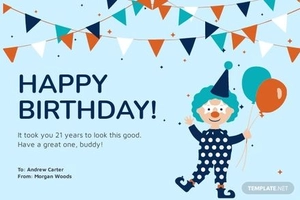 Funny 21st Birthday Card Template