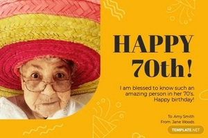 70th Birthday Card Template