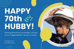 Husband 70th Birthday Card Template