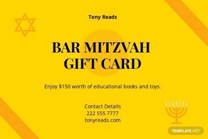 Bar Mitzvah Gift Card Template