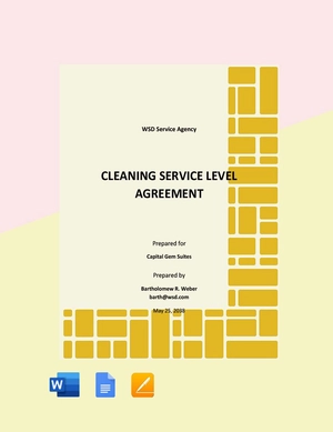 Basic Cleaning Service Level Agreement Template