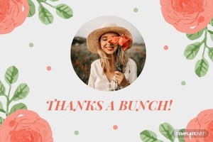 Floral Photo Thank You Card Template