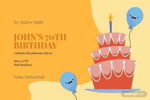 70th Birthday Invitation Card Template