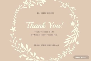 Rustic Bridal Shower Thank You Card Template