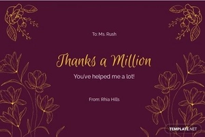 Floral Teacher Thank You Card Template