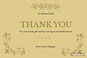 Vintage Bridal Shower Thank You Card Template