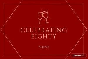 80th Birthday Invitation Card Template