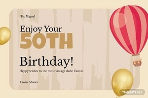 Vintage 50th Birthday Card Template