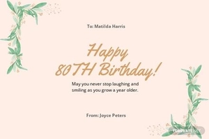 Happy 80th Birthday Card Template
