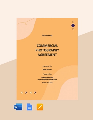 Commercial Photography Agreement Template