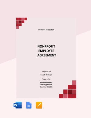 Nonprofit Employee Agreement Template