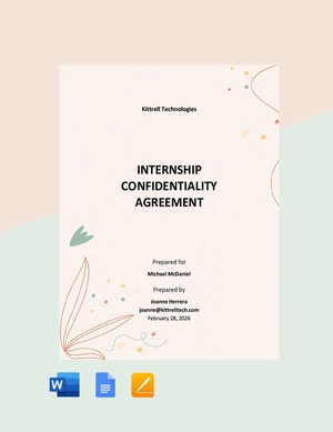 Internship Confidentiality Agreement Template