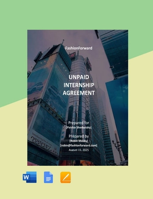 Unpaid Internship Agreement Template