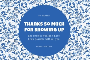 Sample Thank You For Coming Card Template