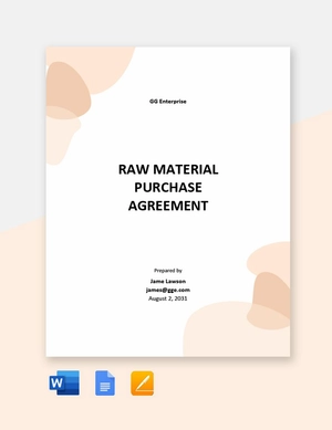 Raw Material Purchase Agreement Template
