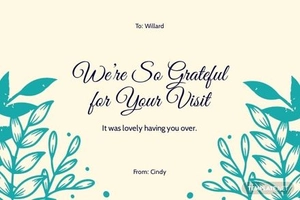 Thank You For Coming Greeting Card Template