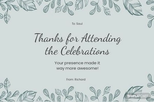 Thank You For Coming To My Party Card Template