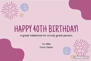 40th Birthday Greeting Card Template