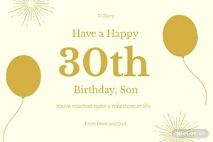 Son 30th Birthday Card Template