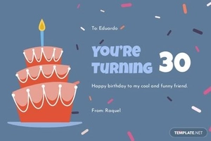 Happy 30th Birthday Card Template