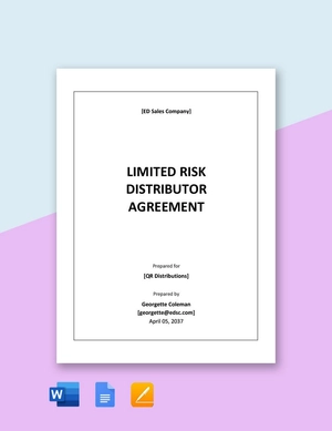 Limited Risk Distributor Agreement Template