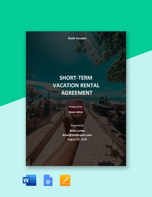 Short Term Vacation Rental Agreement Template