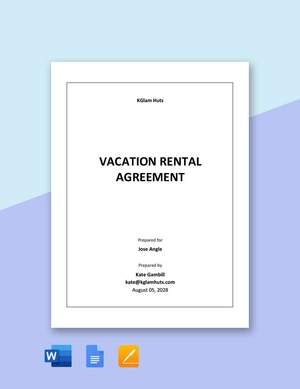 Sample Vacation Rental Agreement Template